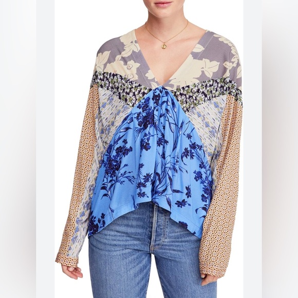 Free People Patchwork Aloha Floral Blouse - Picture 2 of 11